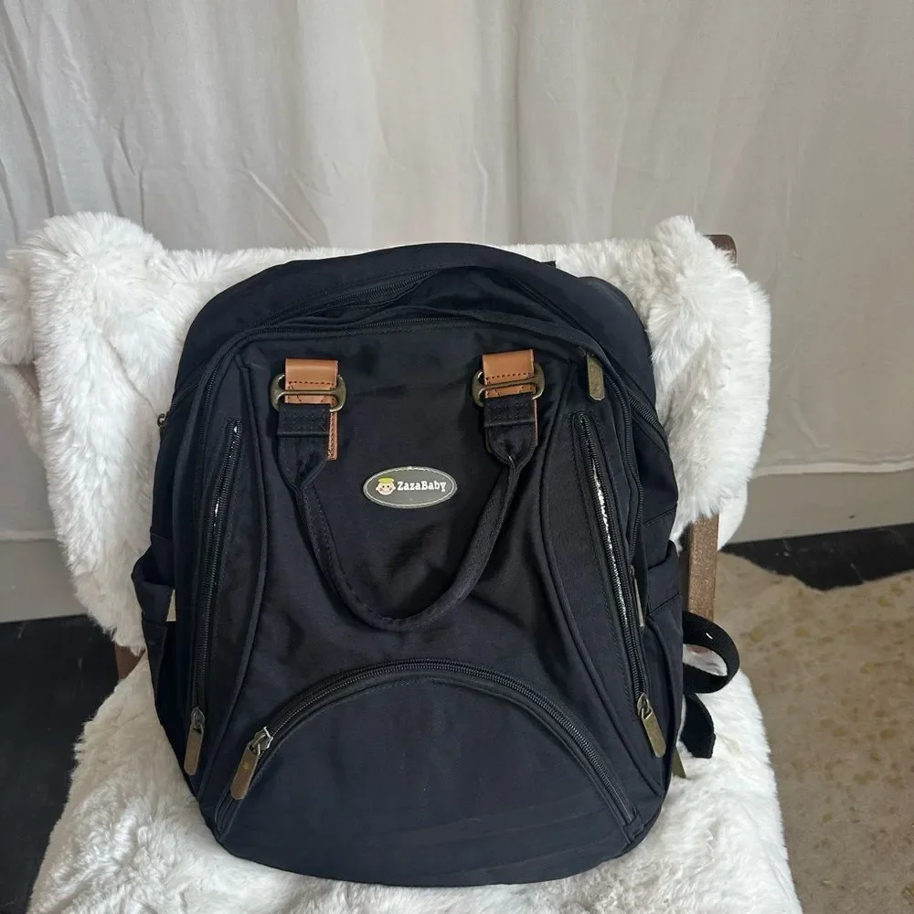 ZaZa Baby Black Diaper Bag Backpack Organizer Waterproof Travel